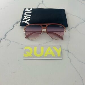 Quay Australia Aviator Pink-Ombre Sunglasses:High Key Mini Remixed